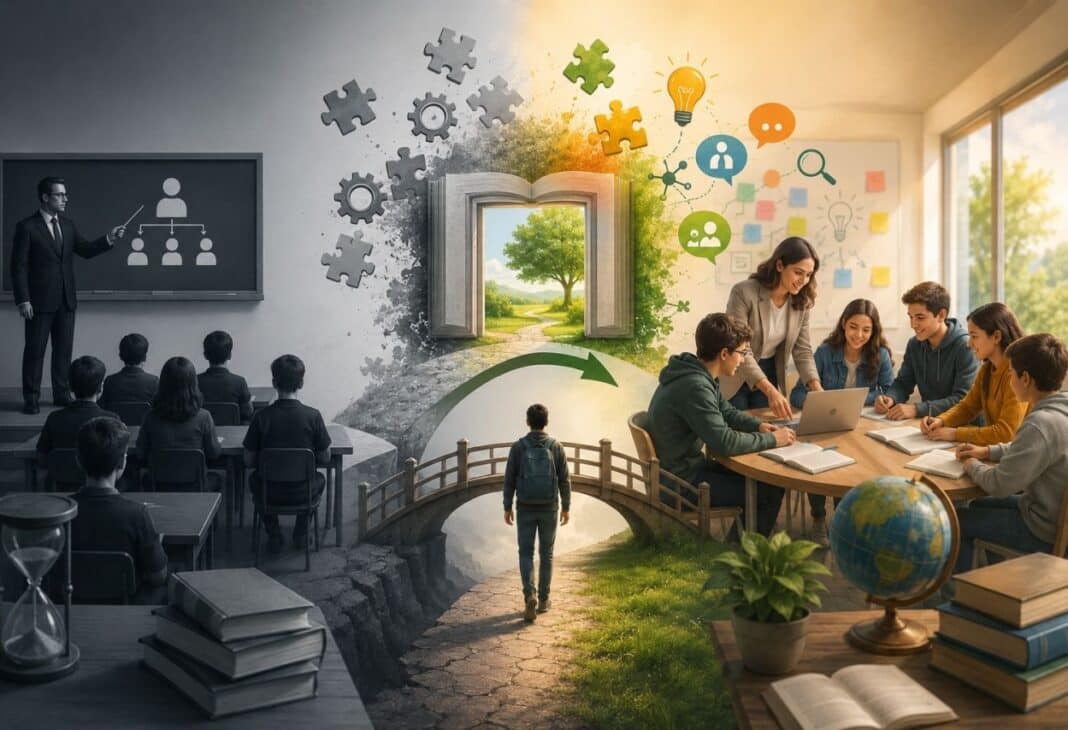 Otoriteden Rehberliğe: Öğretmen Rolü Gerçekten Nasıl Değişti? konulu Psychology Times psikoloji yazısı için profesyonel görsel.