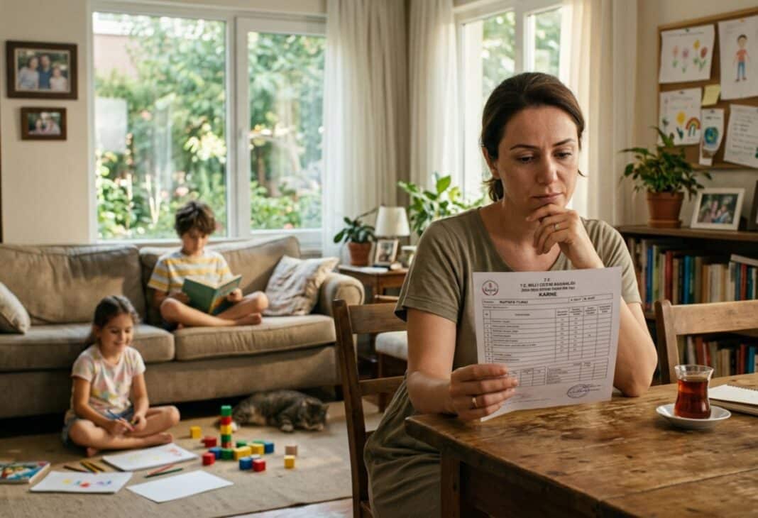 Çocukların Karnesi Varsa, Evin de Bir Karnesi Olmalı konulu Psychology Times psikoloji yazısı için profesyonel görsel.