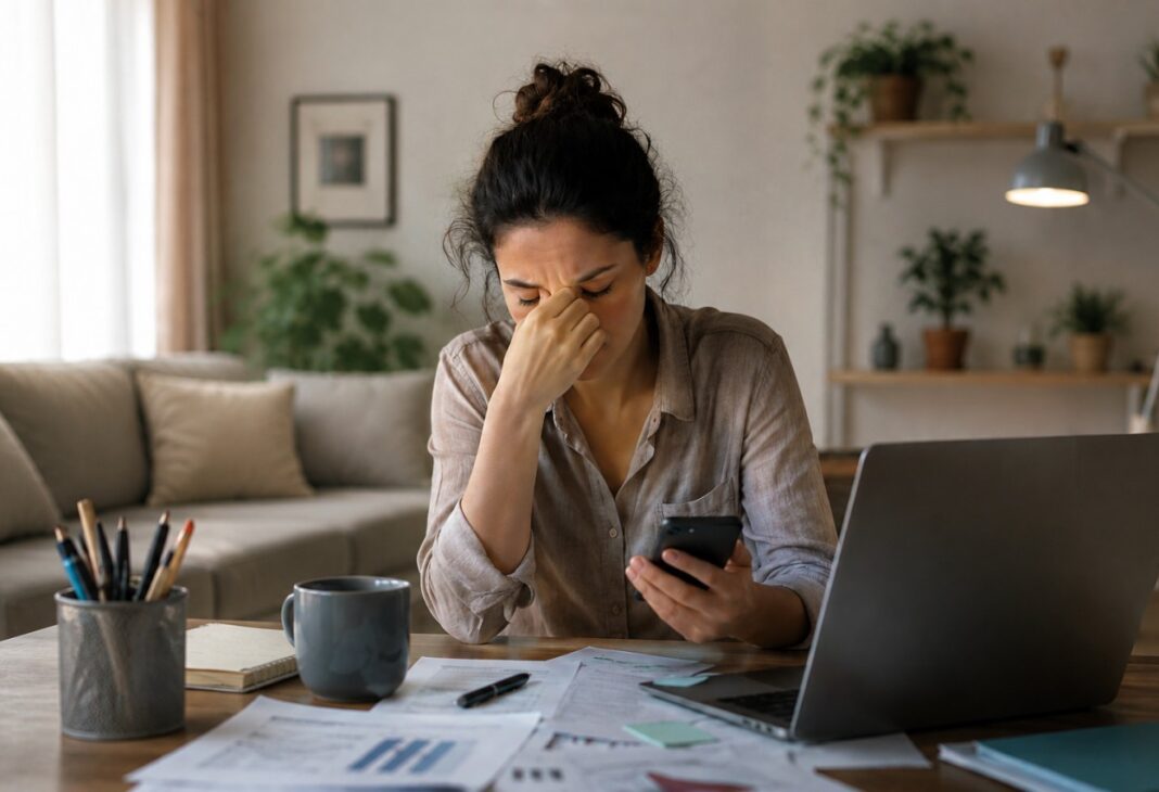 Bilişsel Yük ve Tükenmişlik konulu Psychology Times psikoloji yazısı için profesyonel görsel.