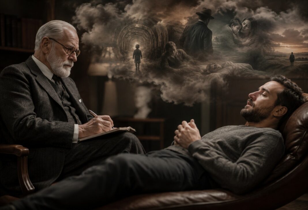 Freud, Rüyalarını Yorumlasa Sana Neler Söylerdi? konulu Psychology Times psikoloji yazısı için profesyonel görsel.