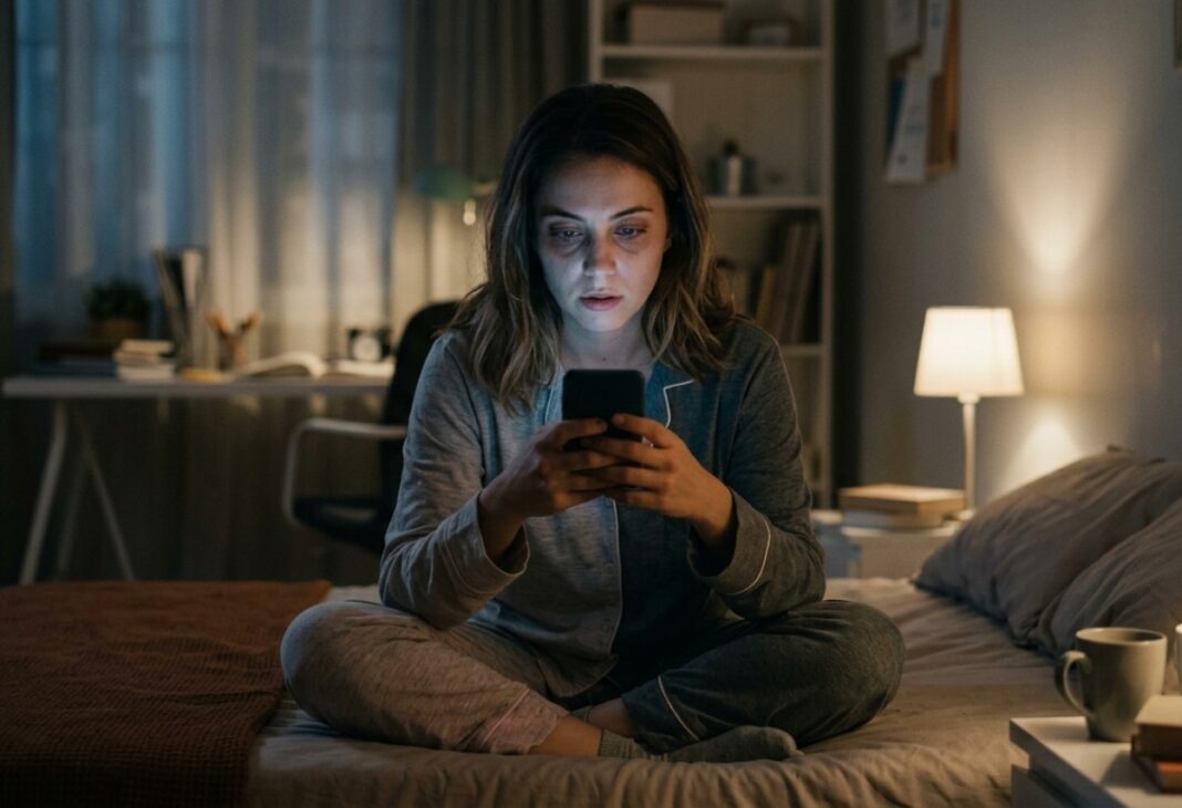Gecenin Sinsi Özgürlüğü: İntikamcı Uyku Ertelemesi konulu Psychology Times psikoloji yazısı için profesyonel görsel.