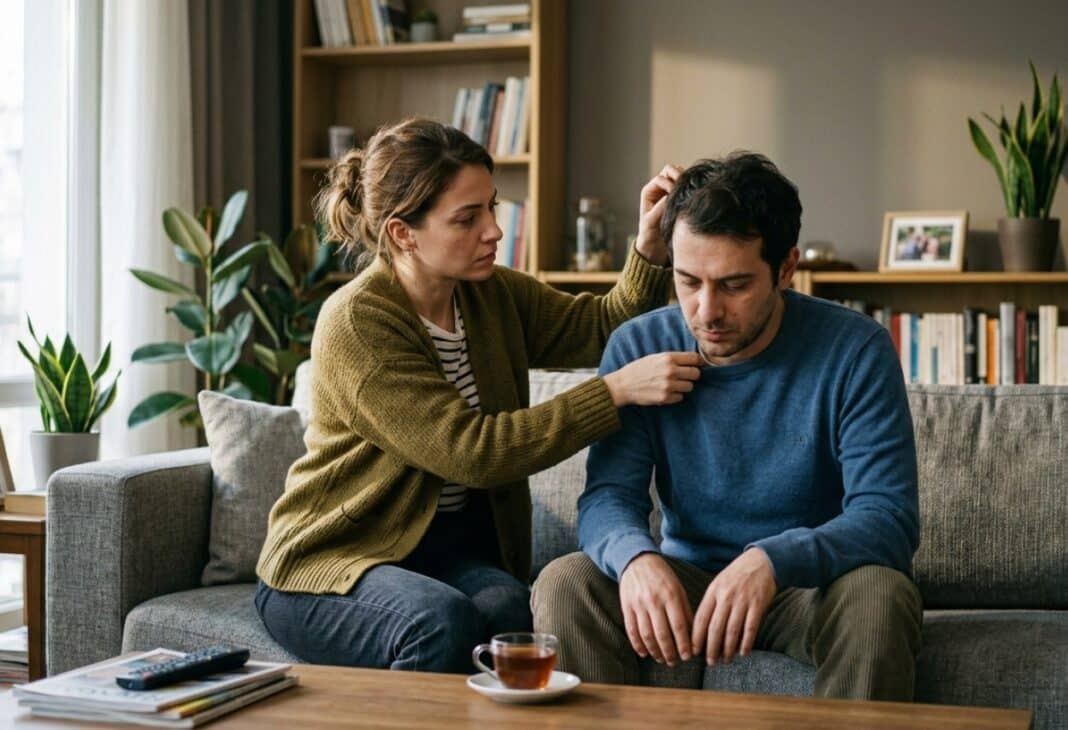 Bir İlişkinin Sessiz Dönüşümü: Eşlikten Ebeveynliğe konulu Psychology Times psikoloji yazısı için profesyonel görsel.