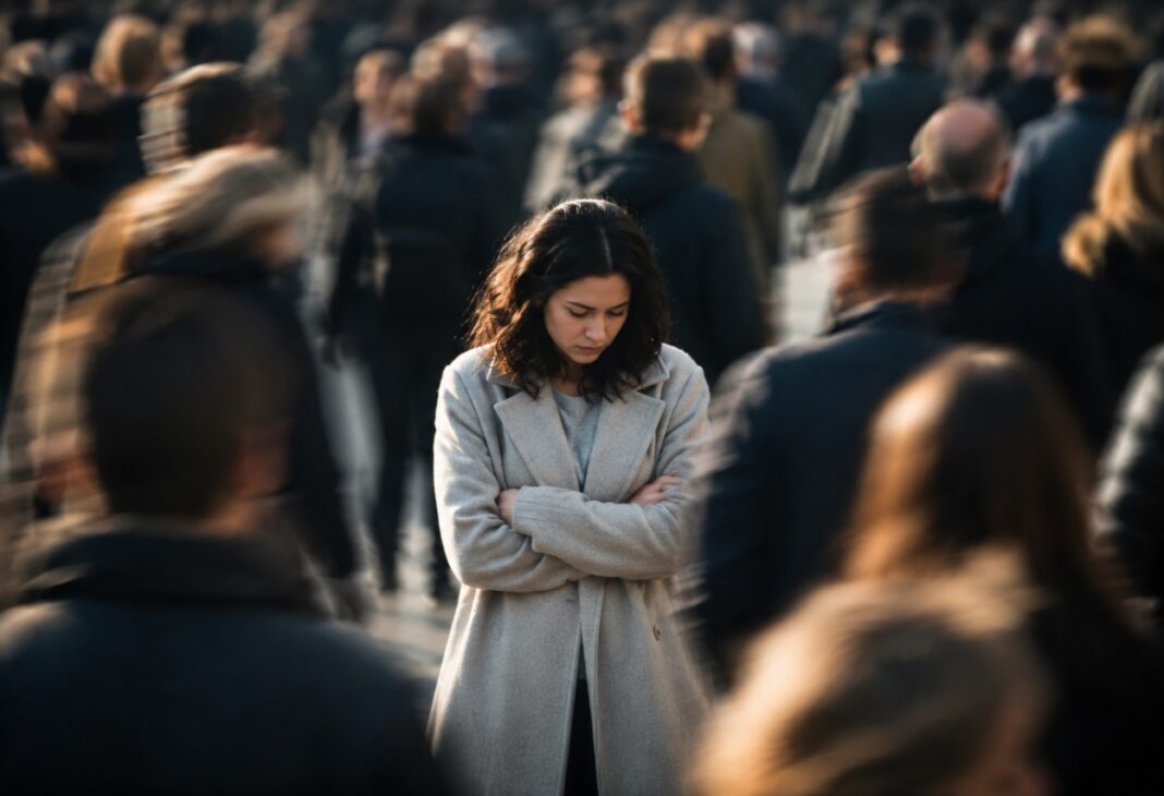 Kalabalıklar İçinde Yalnızlık: Modern Dünyanın Yalnızlık Algısı konulu Psychology Times psikoloji yazısı için profesyonel görsel.