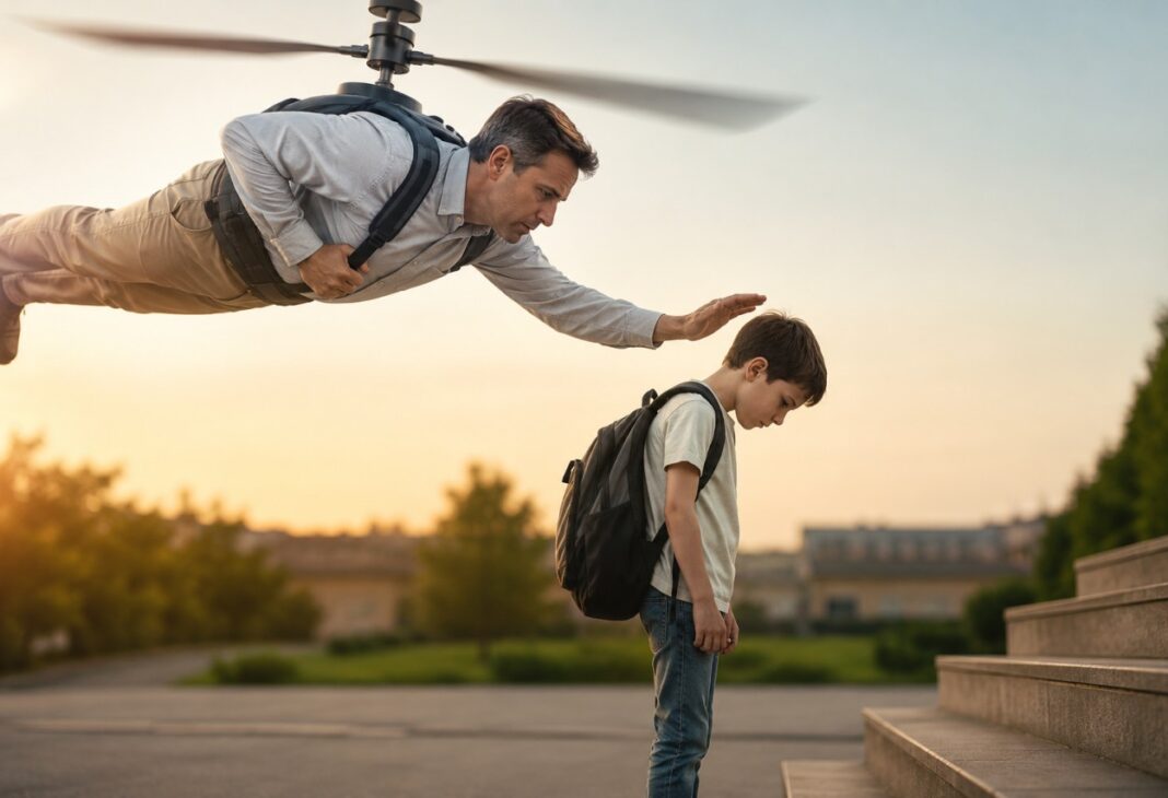 Helikopter Ebeveynlik: Çocuğun Sorumluluk Kasını Zayıflatır Mı? konulu Psychology Times psikoloji yazısı için profesyonel görsel.