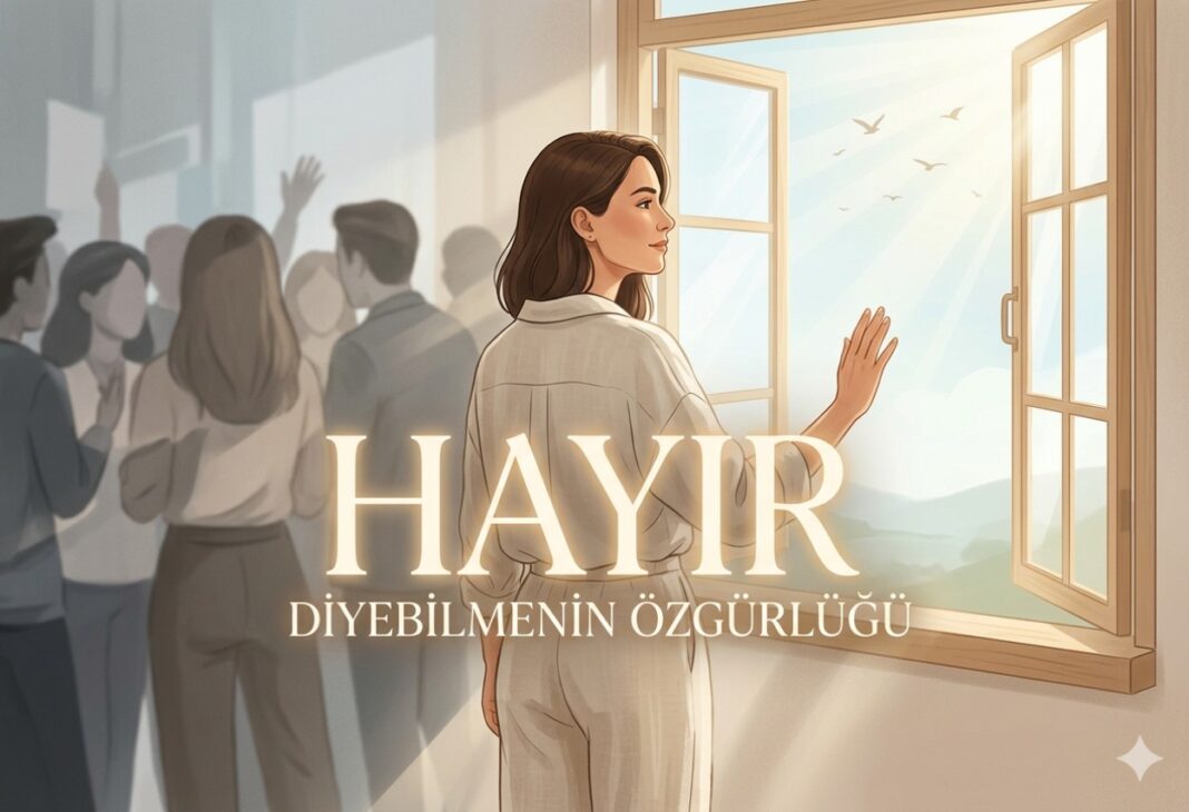 “HAYIR” DİYEBİLMENİN ÖZGÜRLÜĞÜ konulu Psychology Times psikoloji yazısı için profesyonel görsel.