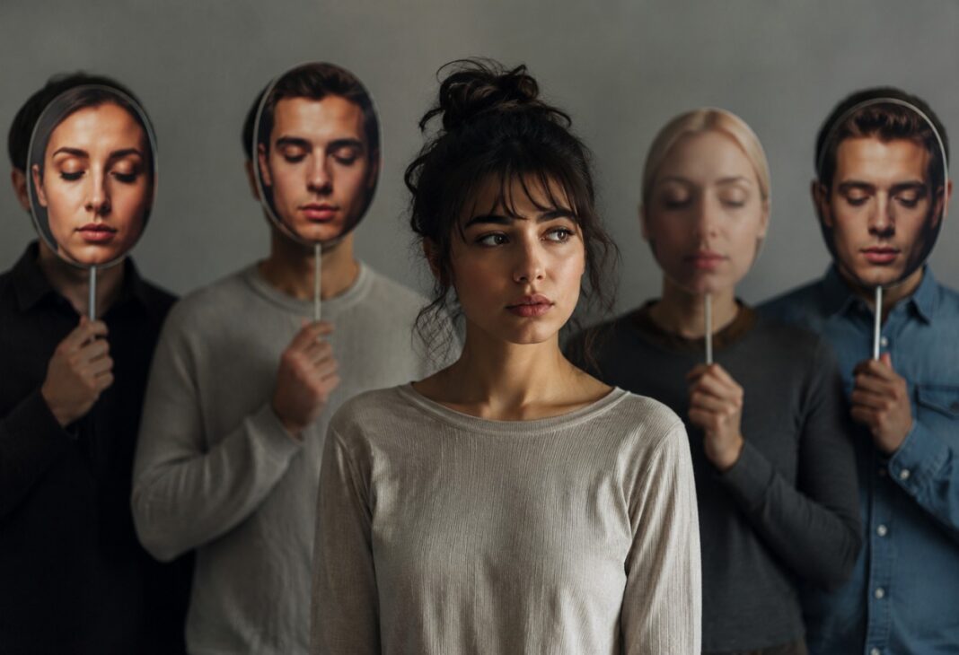 KENDİMİZ MİYİZ YOKSA ELİMİZDE BİR AYNA MI TUTUYORUZ? konulu Psychology Times psikoloji yazısı için profesyonel görsel.