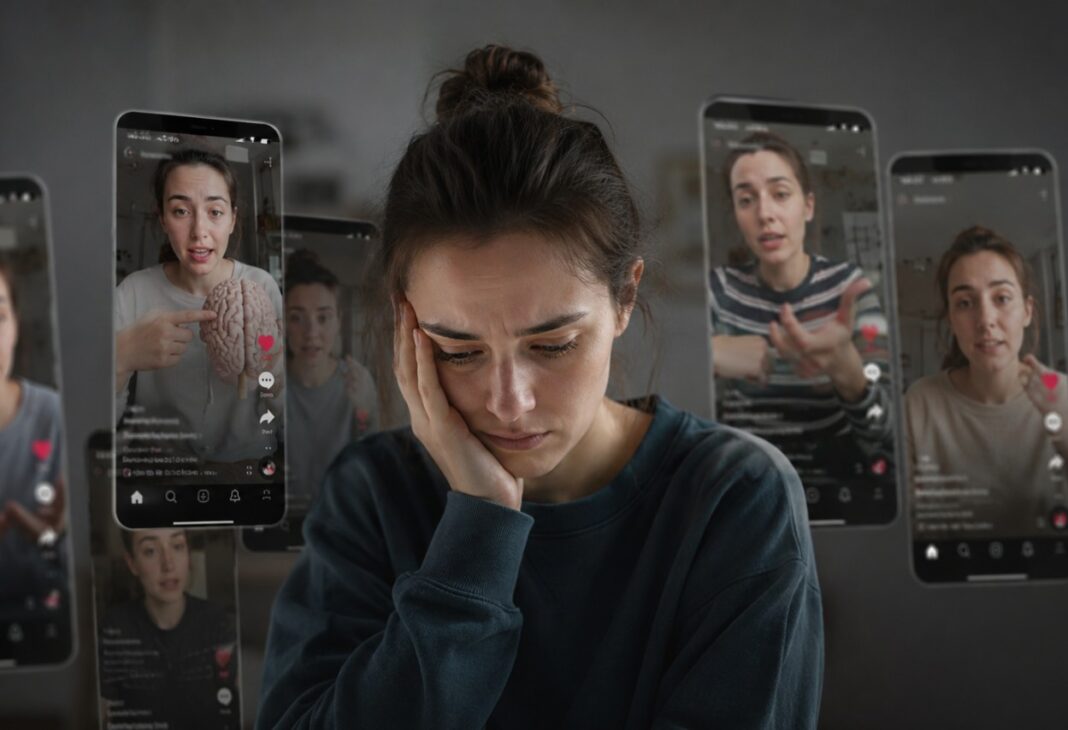 TikTok Psikoloğu Musun?: Psikolojik Kavramların Sosyal Medyada Yanlış Kullanımı konulu Psychology Times psikoloji yazısı için profesyonel görsel.