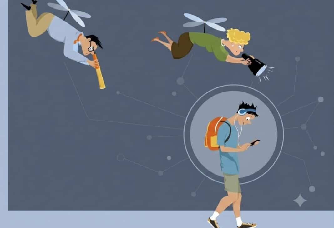 Helikopter Ebeveynler ve Onların Büyüyemeyen Çocukları konulu Psychology Times psikoloji yazısı için profesyonel görsel.
