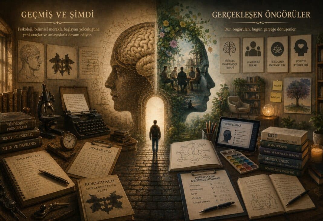 Psikolojinin Geleceğine Dair Öngörülerin Değerlendirilmesi konulu Psychology Times psikoloji yazısı için profesyonel görsel.