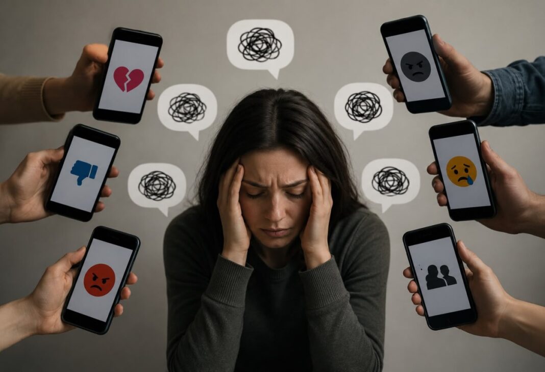 Terapi Diliyle Yaşamak: Psikolojik Kavramların Sosyal Medyada Yanlış Kullanımı konulu Psychology Times psikoloji yazısı için profesyonel görsel.