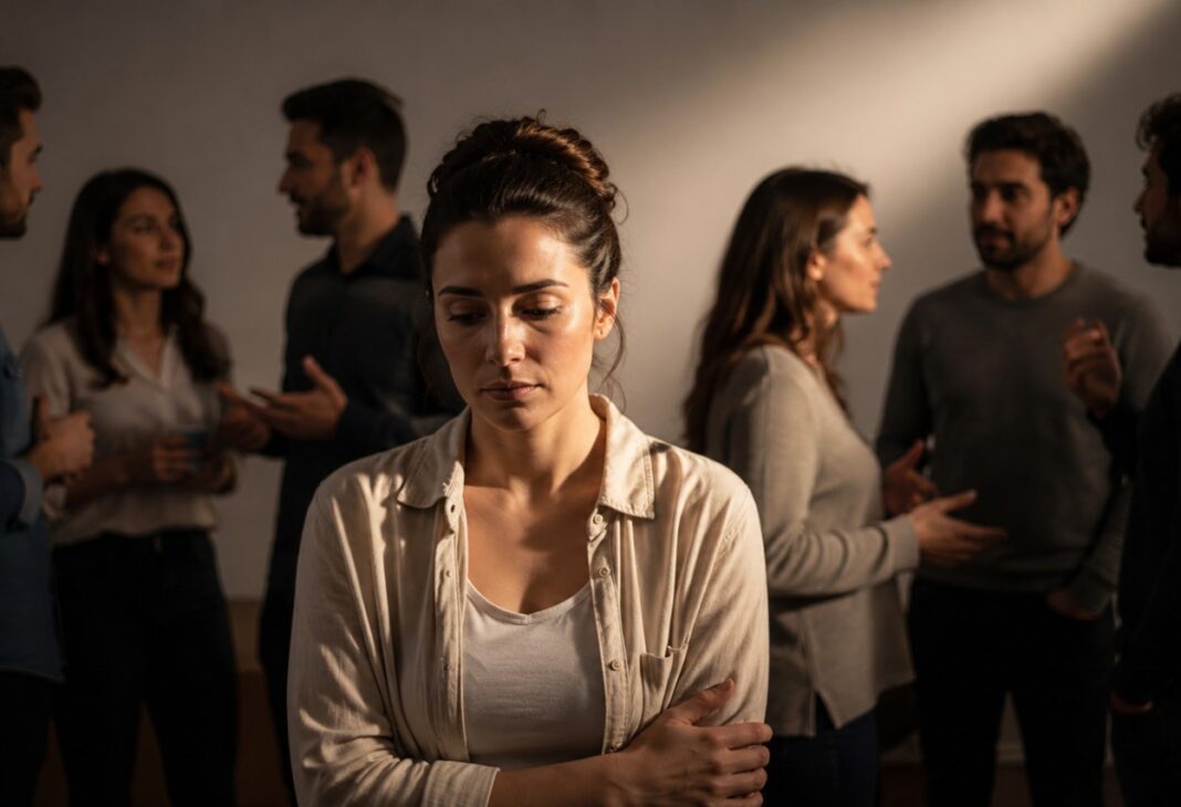 Yetişkinlikte Akran Baskısı Görünmeyen Psikolojik Yük konulu Psychology Times psikoloji yazısı için profesyonel görsel.