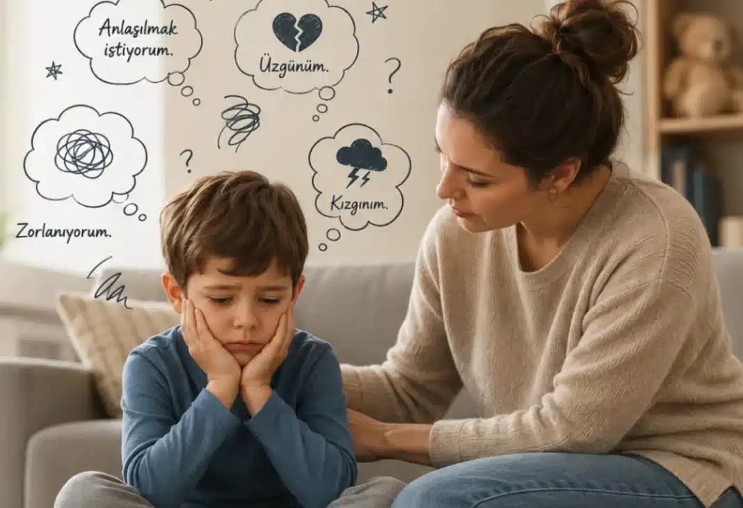 Altında yatan — Duygu düzenleme ve çocuk davranışları üzerine bir görsel.